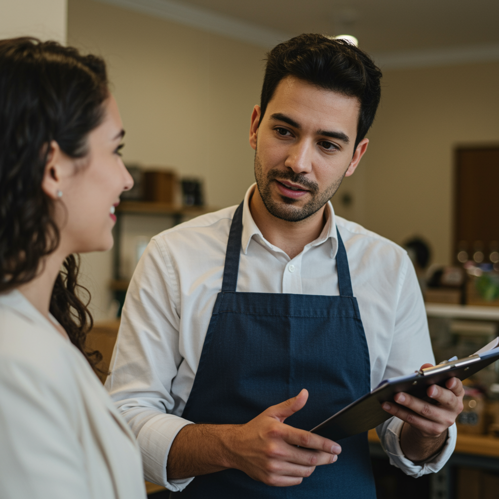 Business owner and customer